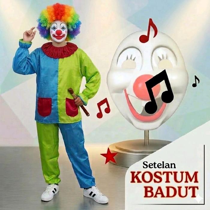 Kostum Badut lucu model setelan Free Topeng badut art cartoon
