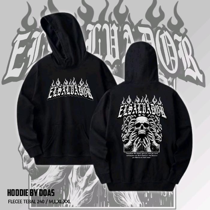 Hoodie El-Salvador Netral Untuk Umum Distro Unisex Keren Sweater Tebal Fleece Pria Wanita Motif Hita