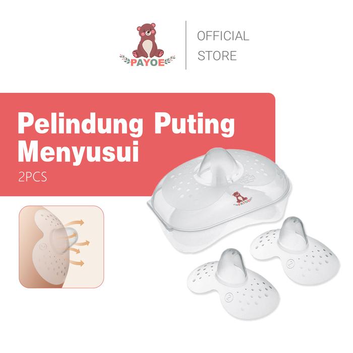 PAYOE Pelindung puting menyusui sambung puting silikon nipple shield cover dengan box 2pcs