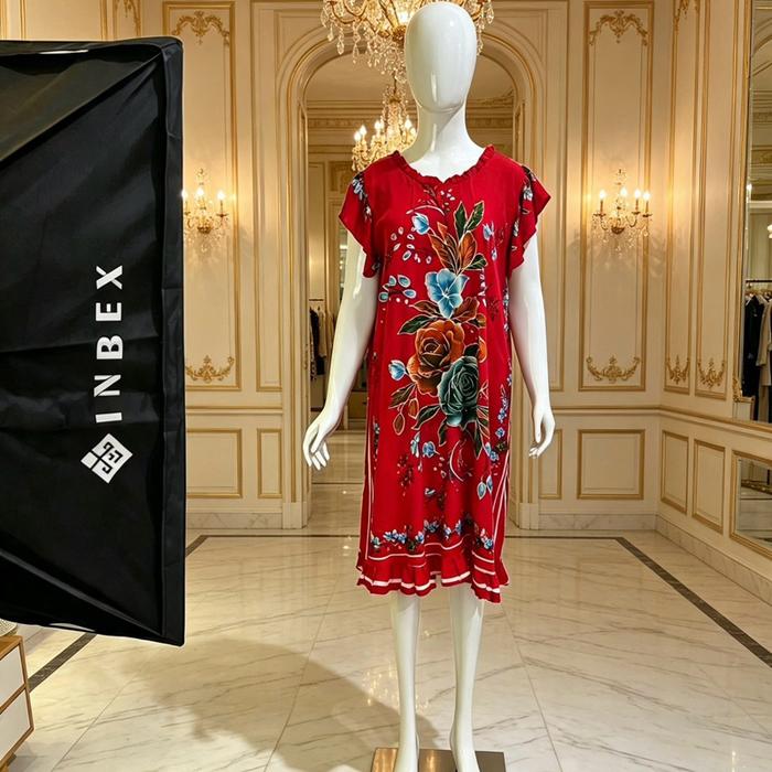 INBEX Daster Merah Bunga Elegan untuk Wanita