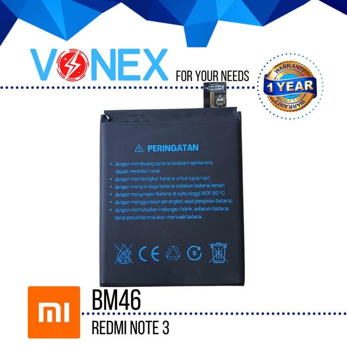 VONEX Baterai Batre bm46 Xiaomi Redmi note 3 / Xiaomi Redmi note 3 pro ORIGINAL GARANSI RESMI