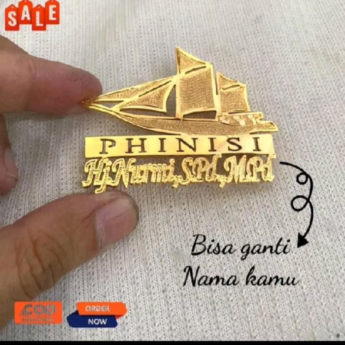 Peniti Phinisi Bentuk Grafir Logo Nama/Logo Hijab Titanium - Hadiah, Aksesoris