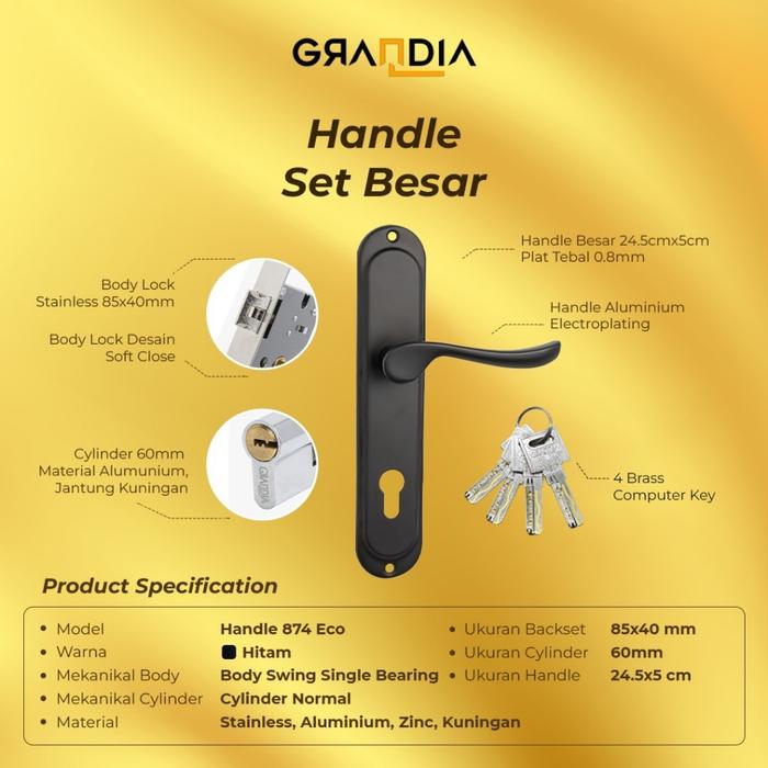 Grandia Gagang Pintu Kayu Set / Door Handle 874