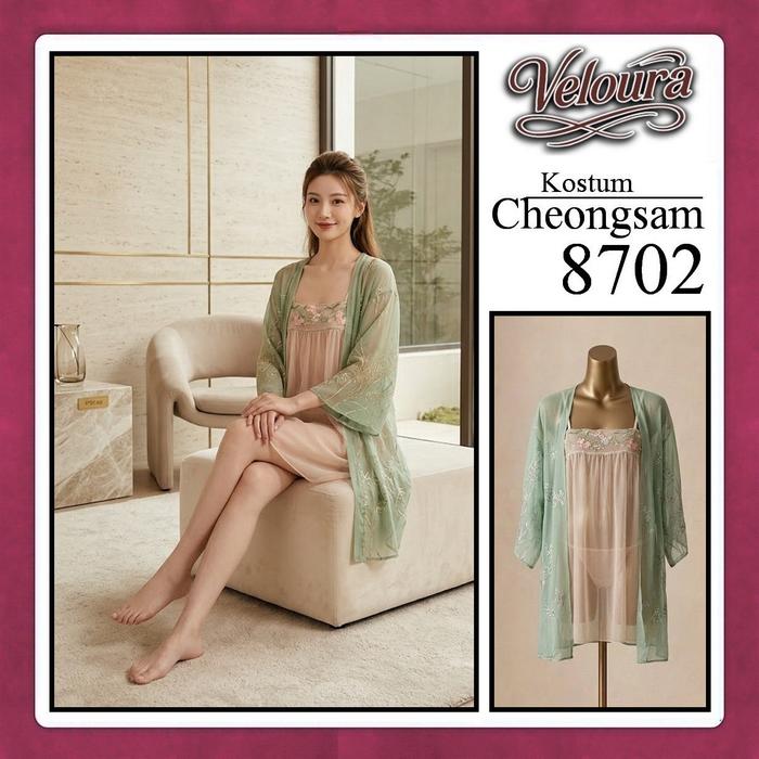 Veloura Pakaian Chongsam Mini - 8702 - Kostum Lingerie Sexy Dress model Baju China Cheongsam
