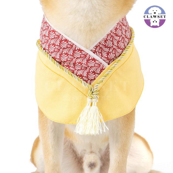 (READY STOK) Clawset -  Pet Fashion - Yukata Collar - Inusama Collection - Custard Yellow 100% asli