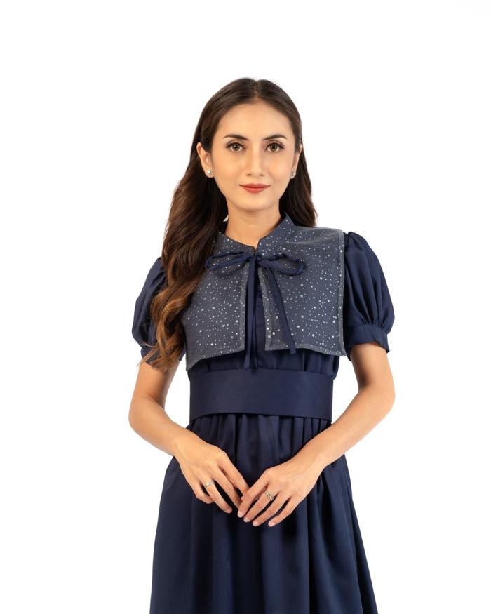 Sweet Joey - Dress Imlek Wanita Blue Tulle Lunar CNY Sincia Outfit