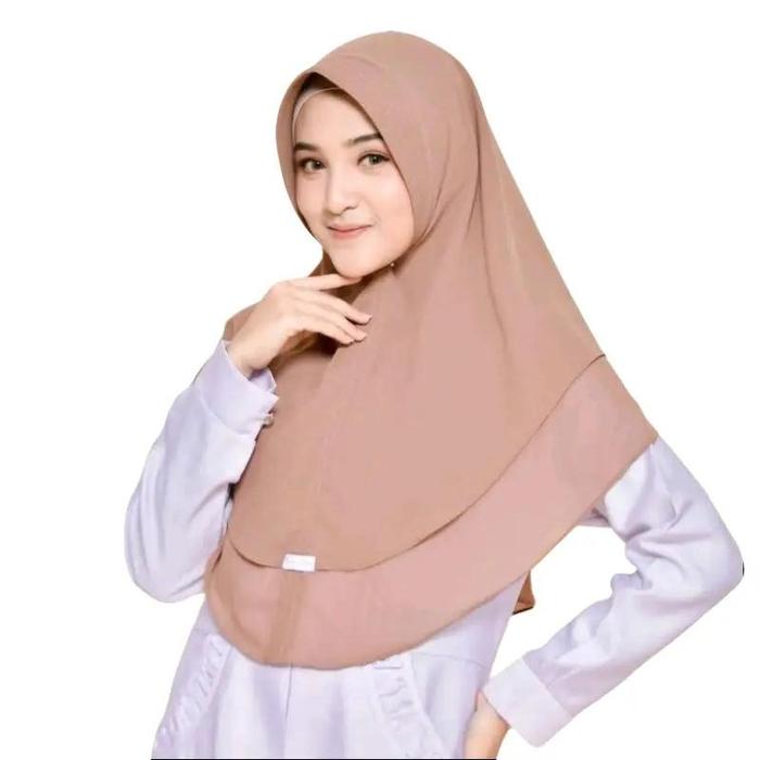 Jilbab Khimar Mini 2 Layer Ceruty Baby Doll Premium - Muslim Kerudung Wanita Dewasa Instan Simple Sy