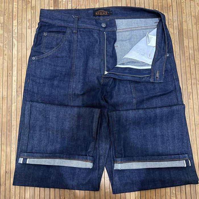 BESLOW STANDARD REGULAR STRAIGHT FIT DOUBLE KNEE SELVEDGE BLUE INDIGO RAW DENIM JEANS sugar cane den
