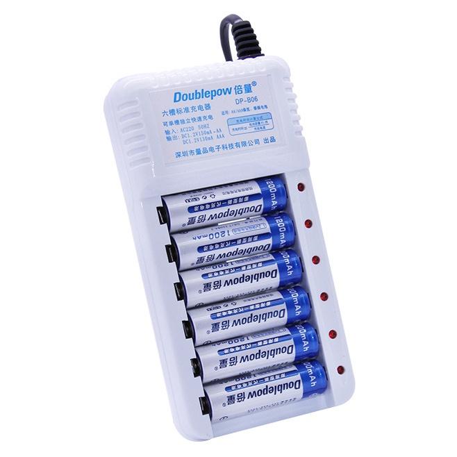 DOUBLEPOW Charger Baterai Cas Ces Casan Batre Batery Baterei 6 Slot AA A2 AAA A3