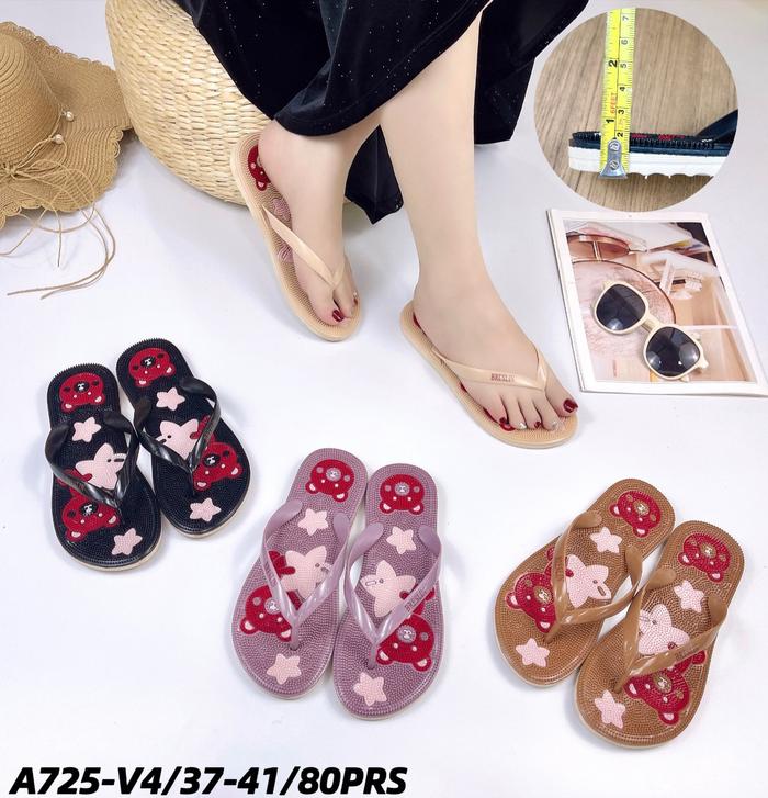 LSH Sendal Jepit Rematik Santai Cewek A725-V4 Motif Bunga & Bintang Keren Praktis Terbaru Sandal Jel