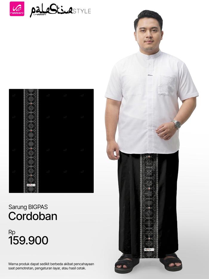 Sarung Palestine Style Bigpas Cordoban GAP - 200 Black Koleksi Sarung Rabbani 2026