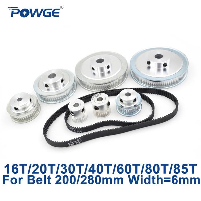 POWGE GT2/2GT Synchronous Pulley Belt Set 16T:60T 20T:60T 30T:60T