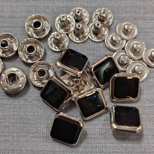 Kancing Cetet/Snap/Jepret Anti Karat import Persegi Hitam