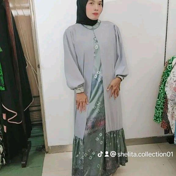 Gamis Alifa Outer Mutiara Velvet Jumputan Palembang Dewasa - Model Terbaru - Pesta, Lebaran, Wanita,