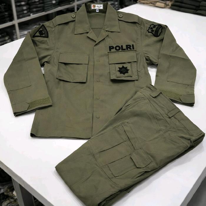 PDL tactical Hijau Brimob bahan halus dan kotak-kotak