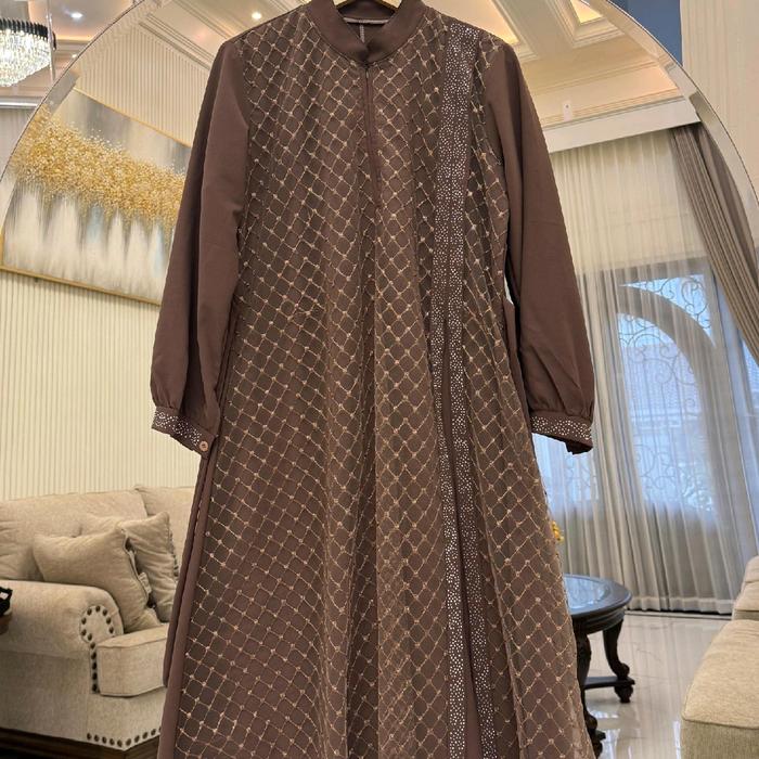 Alisha Dress by Annisa - Gamis Muslim Mewah 2025 - Abaya Viral Busui Friendly - Yara Mix Brukat - Wu