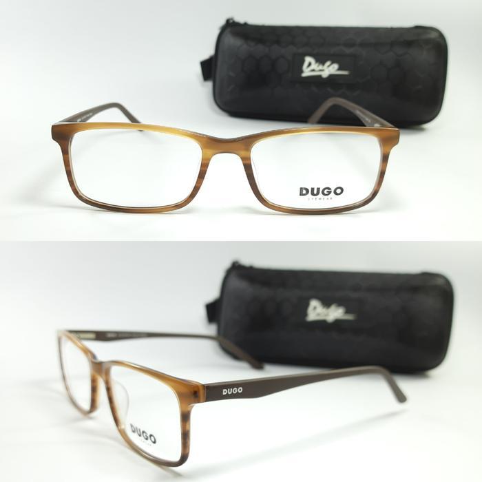 Frame Kacamata Pria Wanita Dugo 5208 Motif Kayu Original gratis lensa