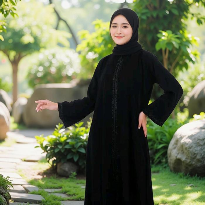 A & A baju abaya Turkey full ziper bahan jetblack Hitam DEWASA TERLARIS 2025 | fashion muslim dewasa