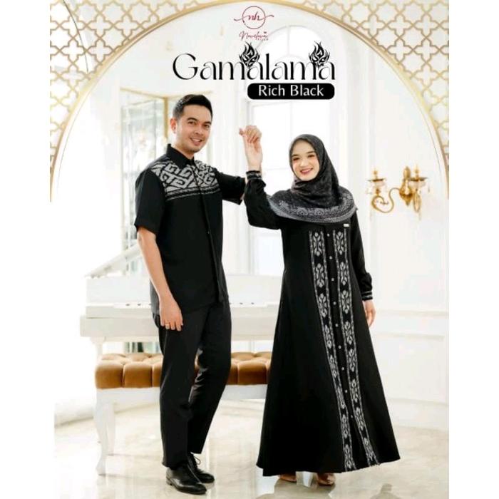 READY STOK GAMIS GAMALAMA PINE BLACK- SET COUPLE KELUARGA - BAJU KONDANGAN - SET COUPLE KONDANGAN - 