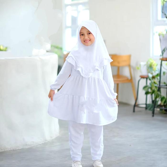 SETELAN GAMIS ANAK MANASIK HAJI, SETELAN GAMIS ANAK NGAJI, GAMIS CELANA ANAK PUTIH