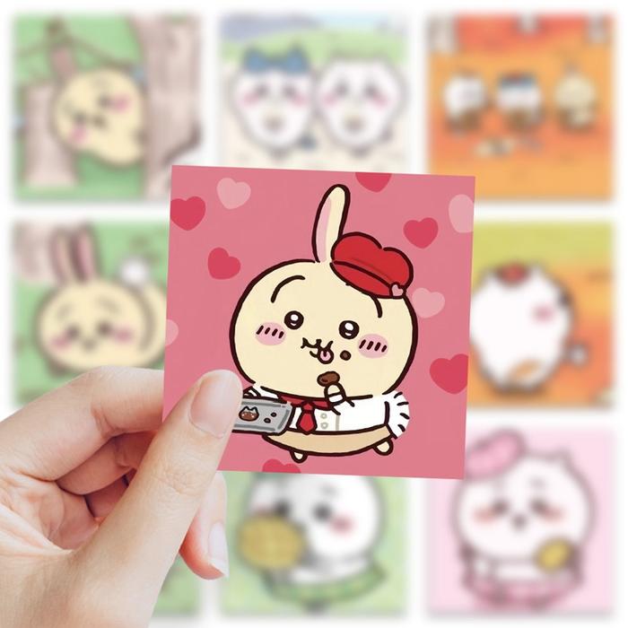 Eeghrerr 60PCS Stiker Lucu Chiikawa Motif Kartun Korea Aesthetic Tempelan Momo Dekorasi Buku Handboo