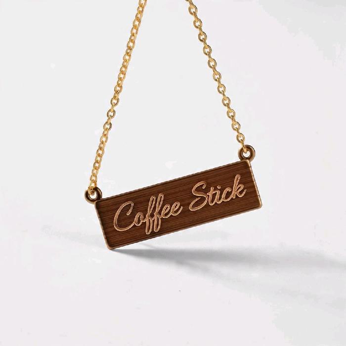 Kalung Liontin Tulisan coffe stick Aksesori Fashion Elegan untuk Tampilan Istimewa dan Nyaman