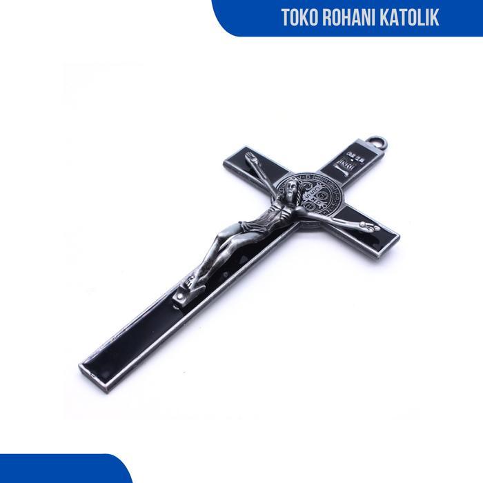 Salib Gantung Logam Benedict  + Kotak (20 Cm) / Salib Dinding Katolik / Salib Gantung / Salip / Sali