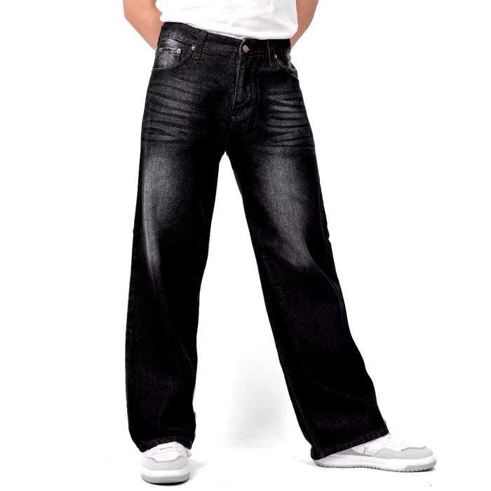 Celana Panjang Pria Jeans Pants Korean Style Gombrang Warna Hitam Wisker Tebal & Nyaman Celana GONDE