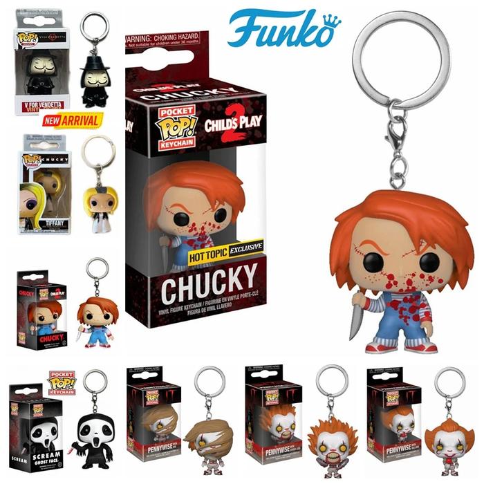 FUNKO TIFFANY CHILD'S PLAY Chucky V for Vendetta IT Pennywise Scream Ghost Face Pocket Pop Keychain 