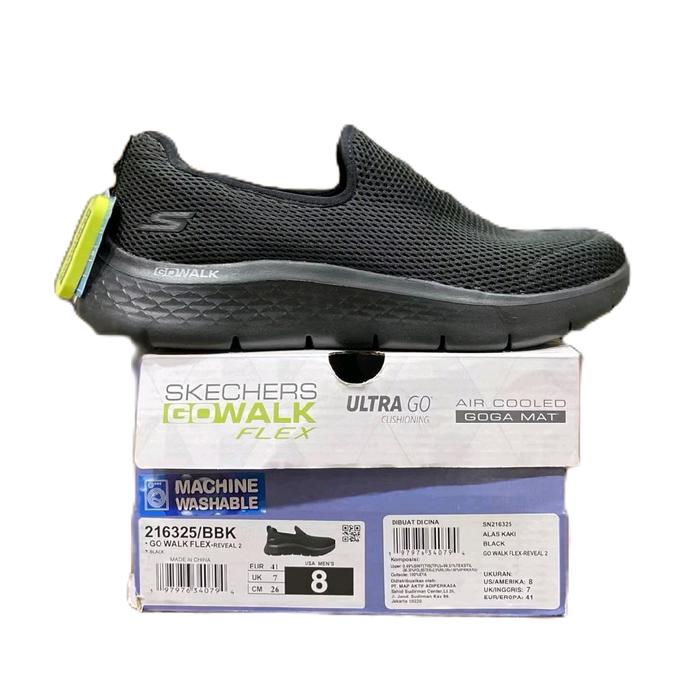 Skechers Sepatu Casual GO WALK FLEX 216325 BBK Made in China Ultra Go Air Cooled Goga Mat Mesin Cuci