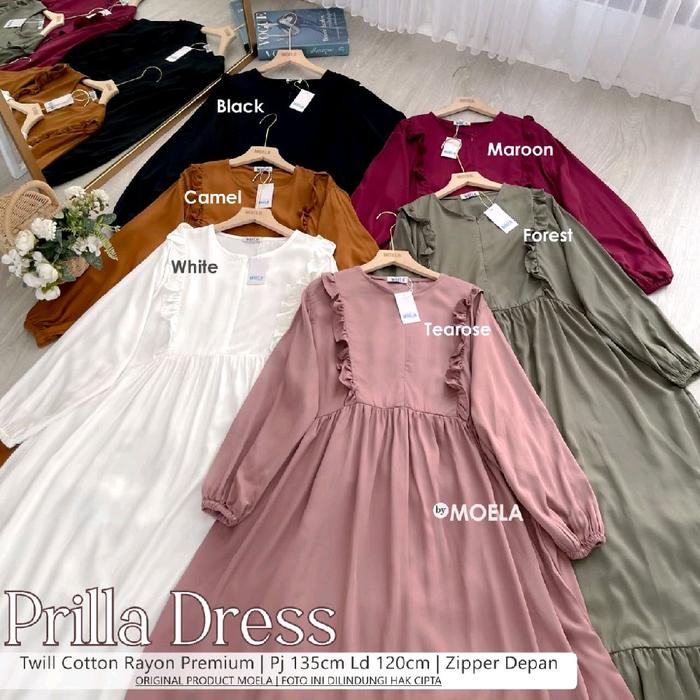 Moela Berlabel Prilla Dress Gamis Polos Jumbo Allsize Busui Premium Catton Rayon Original