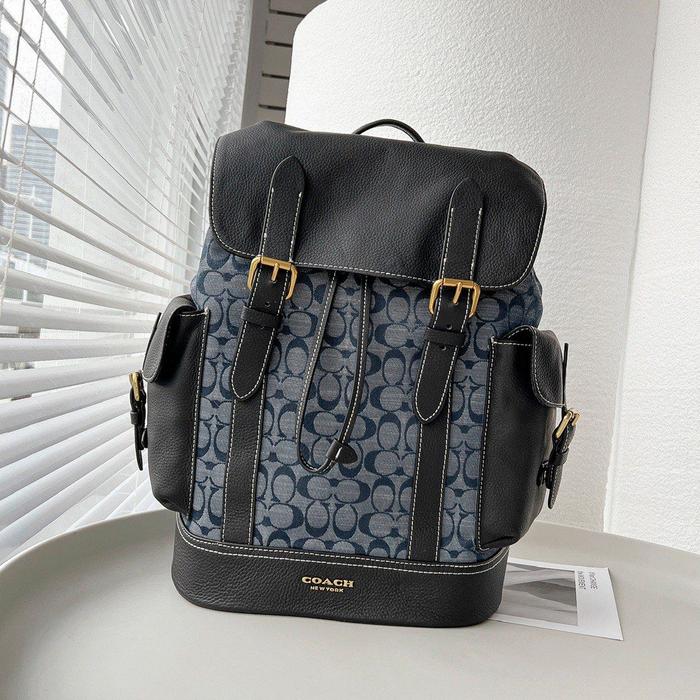 COACH Hudson Chambray Backpack In Signature Canvas Leather