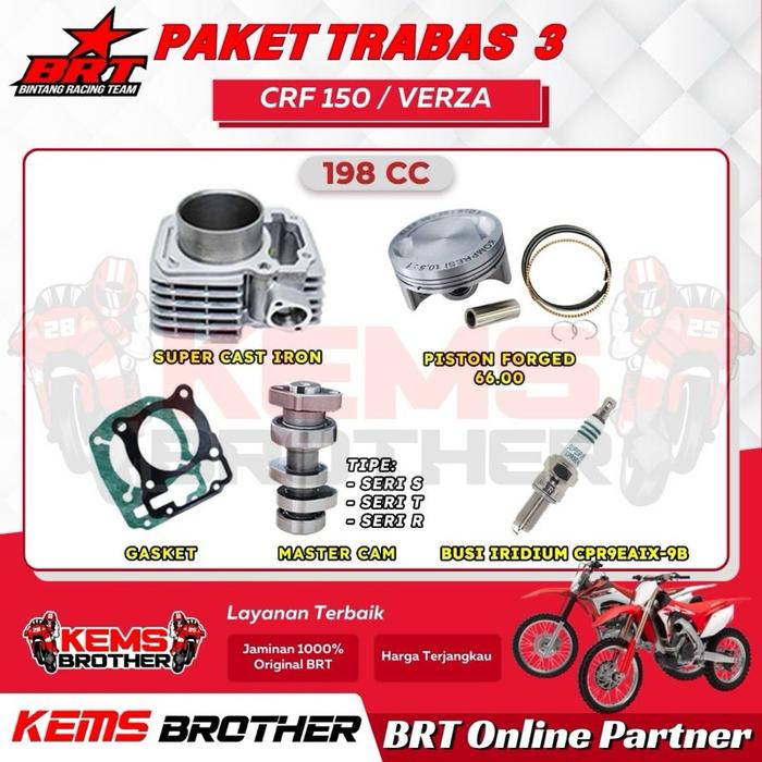 READY PAKET BRT CRF150 / VERZA TRABAS 3 BOREUP 198CC-210CC GRATIS BUSI RACING IRIDIUM (SILINDER BLOK