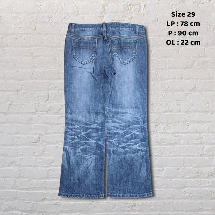Size 29 Celana Panjang Four Season Denim Blue Washed Fading Baggy fit Original Second #CJ314