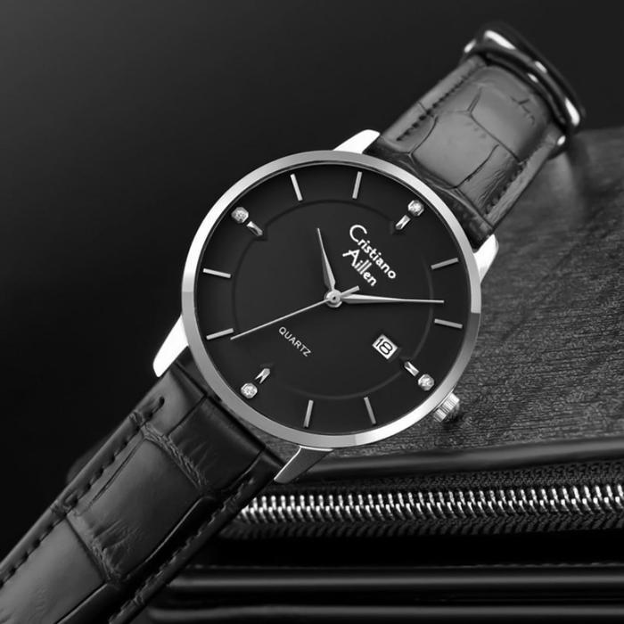 Cristiano Aillen Jam Tangan Pria 840 Kulit Kaca Sapphire Water Resistant 3 ATM terlaris
