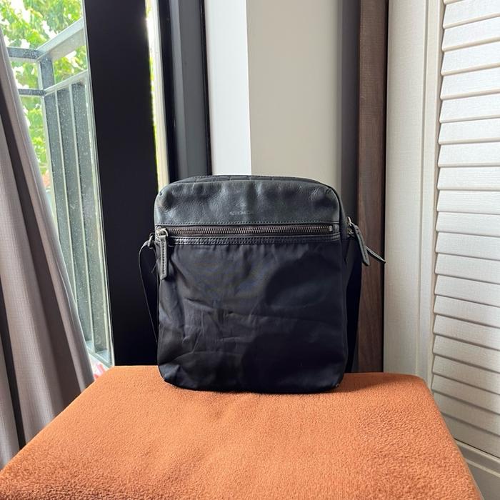 slingbag tas selempang mix kulit asli second eider hitam untuk kerja olahraga travelling
