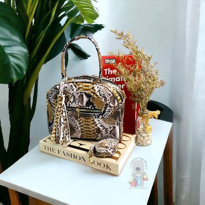 TAS WANITA ULAR Sintetis 2RES TAS SELEMPANG ULAR ROMBE TENTENG OVAL