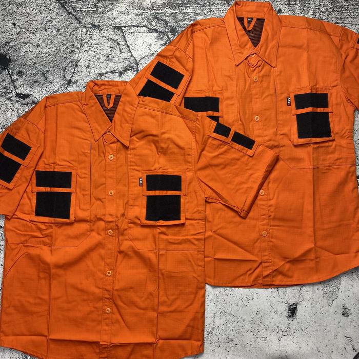 Kemeja tactical Lengan Pendek Bahan Ripstok Tebal untuk Kerja Lapangan Baju PDL Orange
