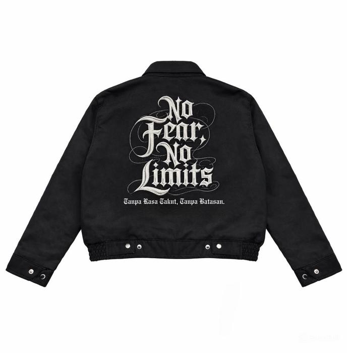 Work Jaket Crop Boxy No Fear No Limits - Jaket Pria Crop Kasual Unisex