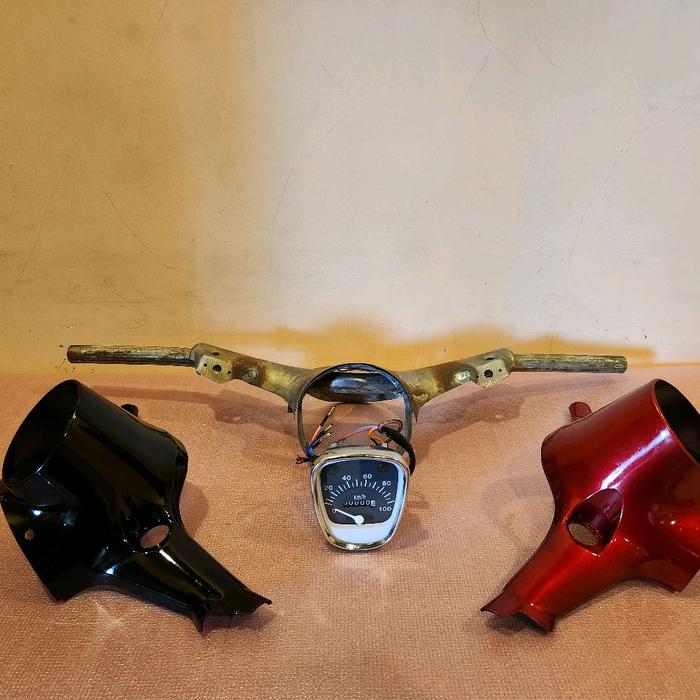 Paketan Stang setang motor Batok Honda C70 Atas Full besi + batok bawah honda c70 + spidometer model