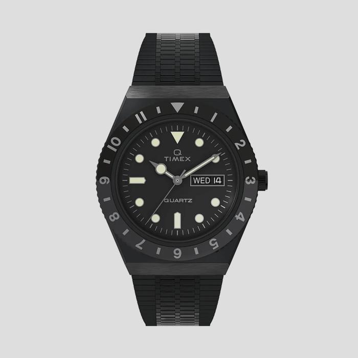 Timex Q Reissue Diver Watch All Black Steel Bracelet TW2U61600