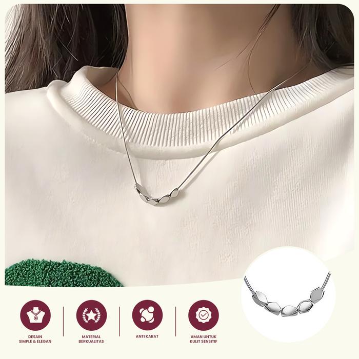 Kalung Wanita Doudou Spring Silver Minimalis Adjustable Elegan