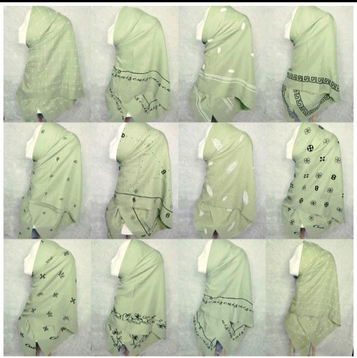 Hijab segiempat warna hijau Sage voal premium Lasercut