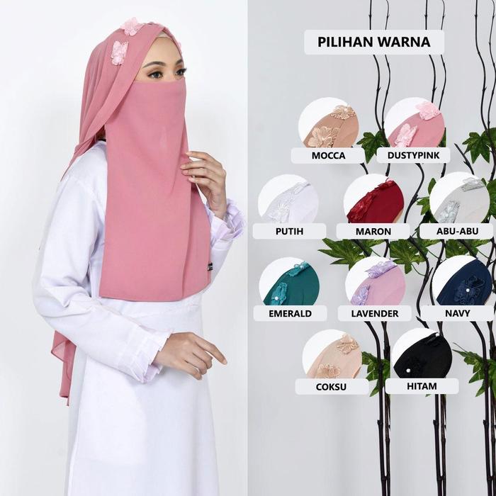 JILBAB VEIL NIQAB CADAR TALI MEWAH SYARI HIJAB CADAR TALI SYAR'I BAHAN CERUTY BABYDOLL JATUH ADEM TI