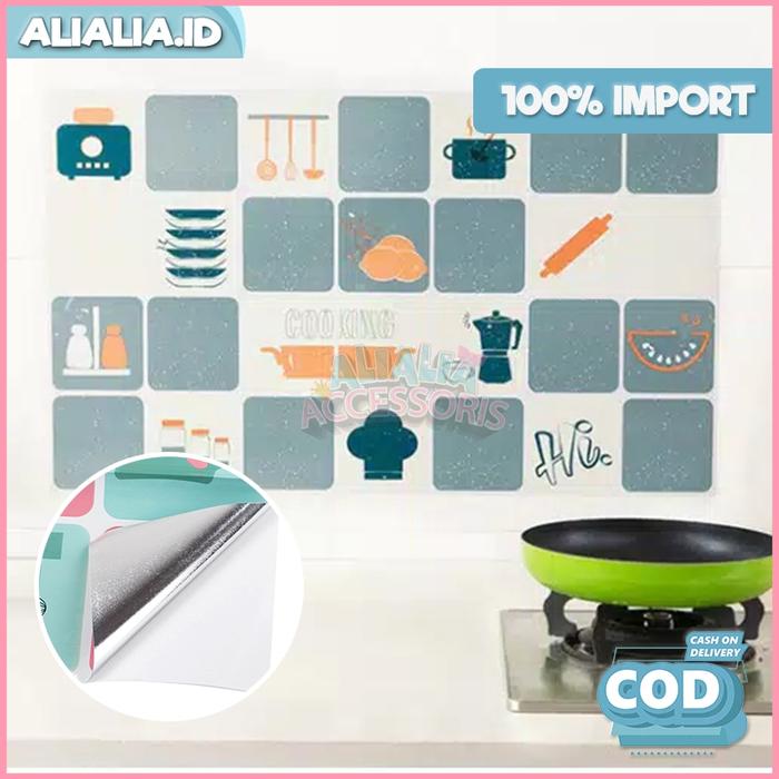 Wallpaper Sticker Dinding Dapur Polos Aluminium Foil Anti Air Minyak Dekorasi Rumah