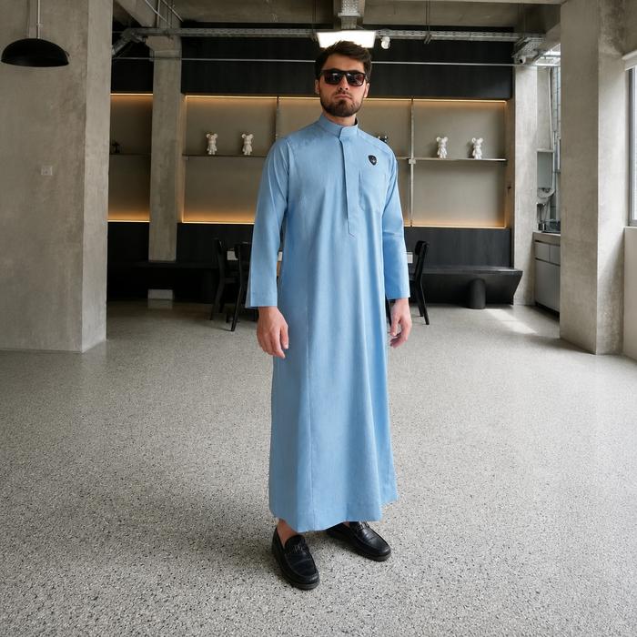 SAMASE A128 Jubba Saudi Twotone Lengan Panjang Regular Fit Muslim Navy Gamis Dewasa