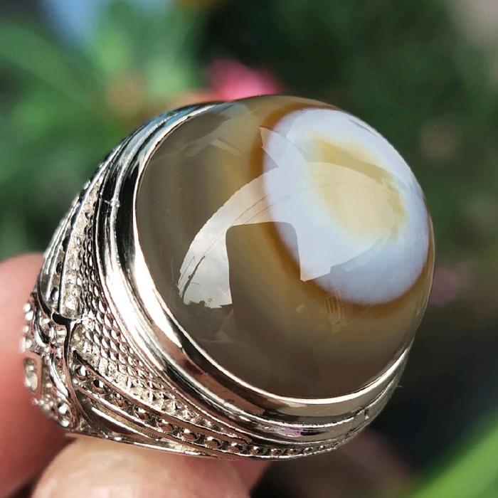 Batu Puser Bumi - Batu Mata Dewa Warna Asli - Akik  Sulaiman motif puser mata dewa - Cincin Batu Aki