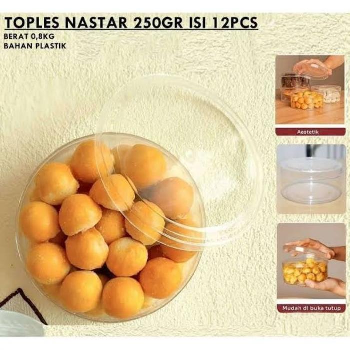 Toples Kue Kering 500Gr Bulat Datar / Toples Plastik Nastar 500Gr