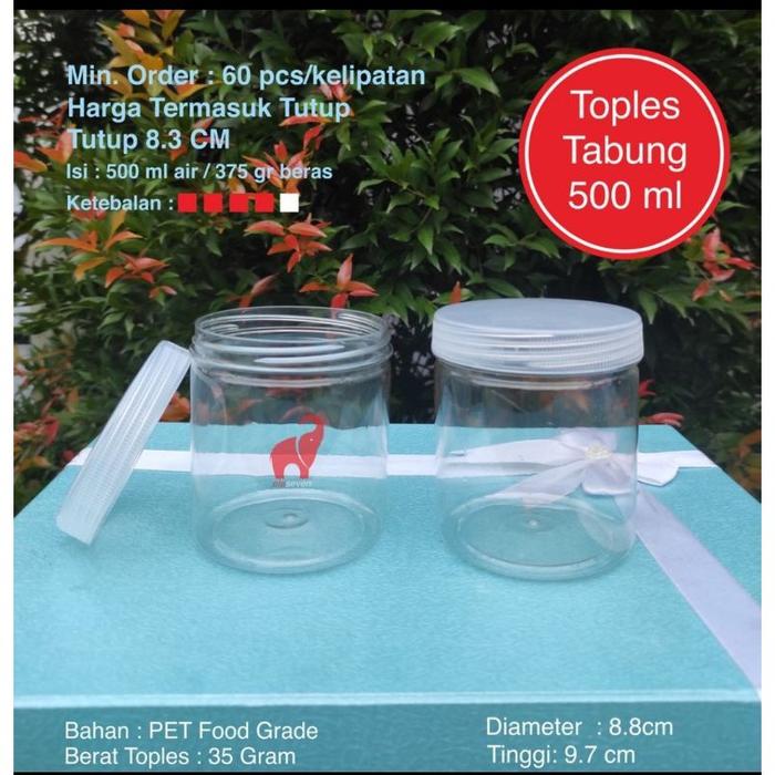 ISI 60 Free Kardus Toples Tabung Silinder 600 ml Plastik 500ml 600ml Kue Snack