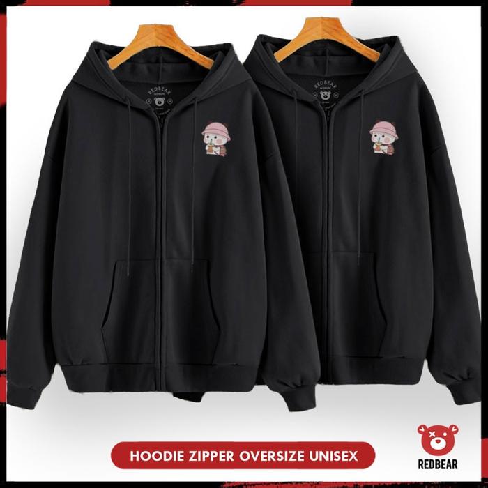 Redbear Zipper Logo Boneka Topi Animasi (Sablon) M-XXL | Wanita & Pria